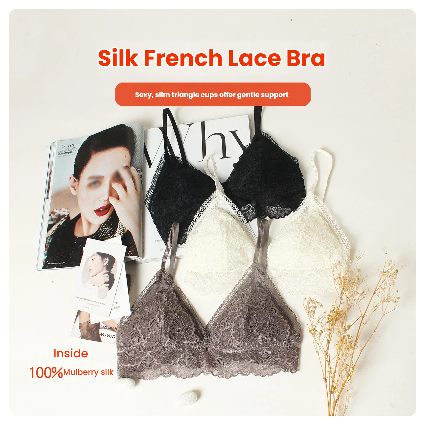 100% Mulberry Silk Triangle Cu – обзор и цена Bralette Wireless Soft