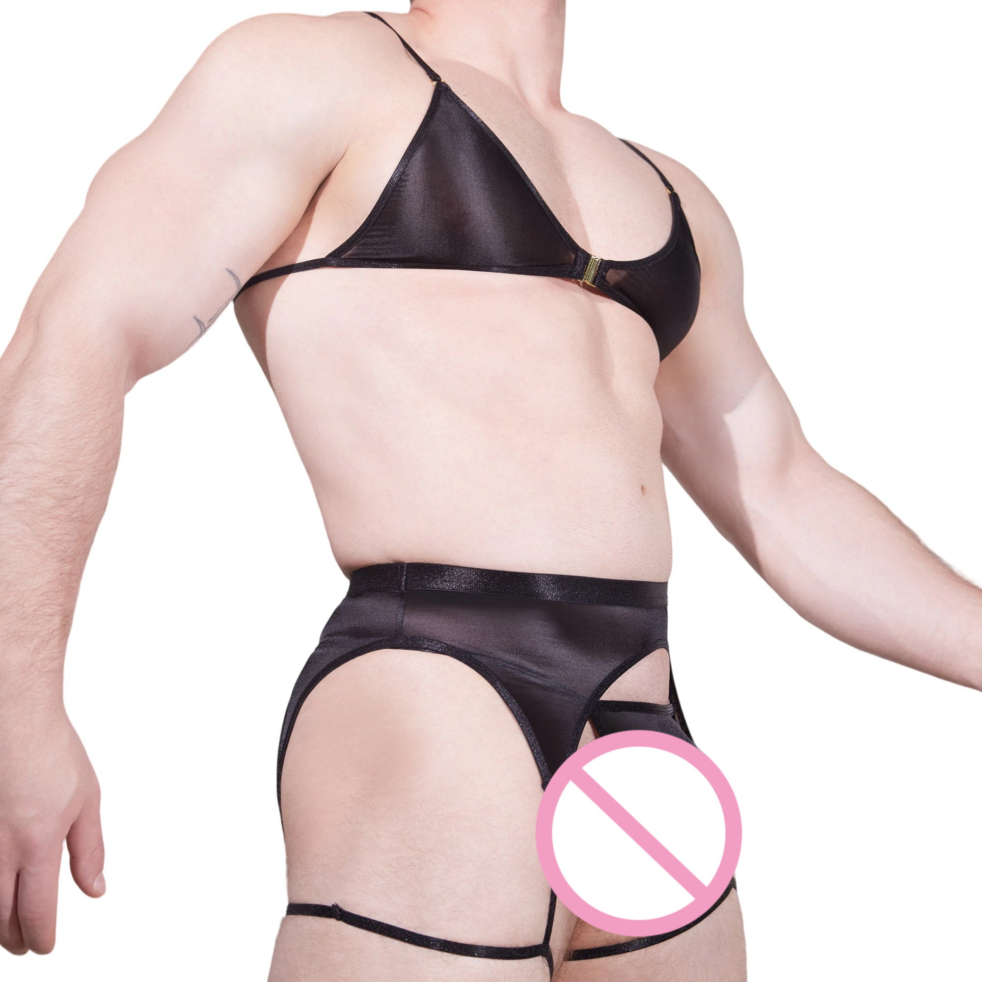 Men Novelty See-through Lace L – обзор и цена Garter Belt Set