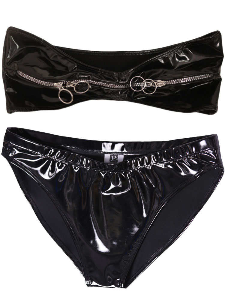 Wet Look PVC Outfit Zipper Bus – обзор и цена Thong Bikini Women