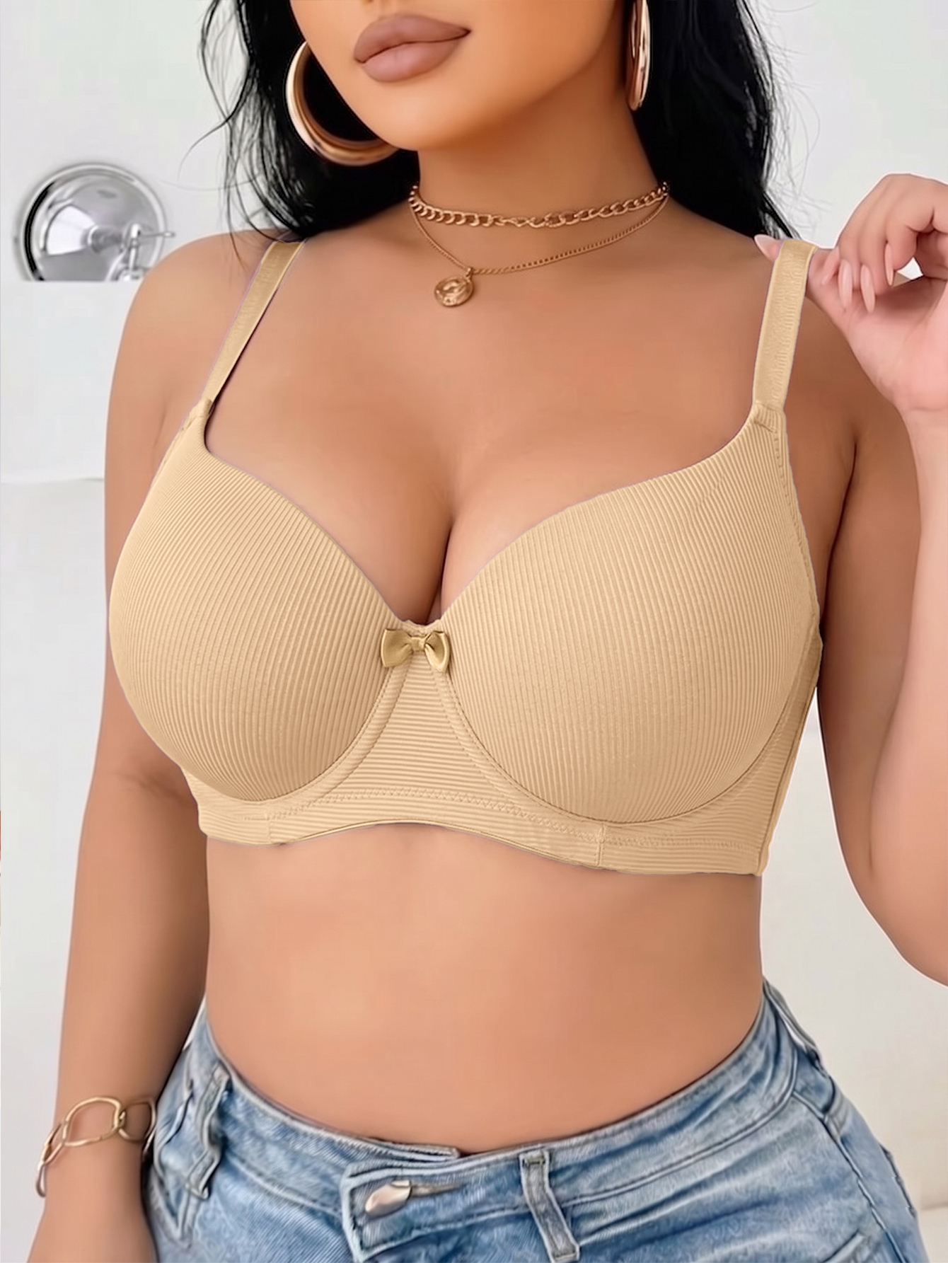 Plus Size Ribbed Women Bra Thi – обзор и цена Push Up Bra Padded