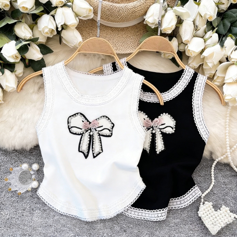 White Lace Trim Rhinestone Bow – обзор и цена Cami Top Lace