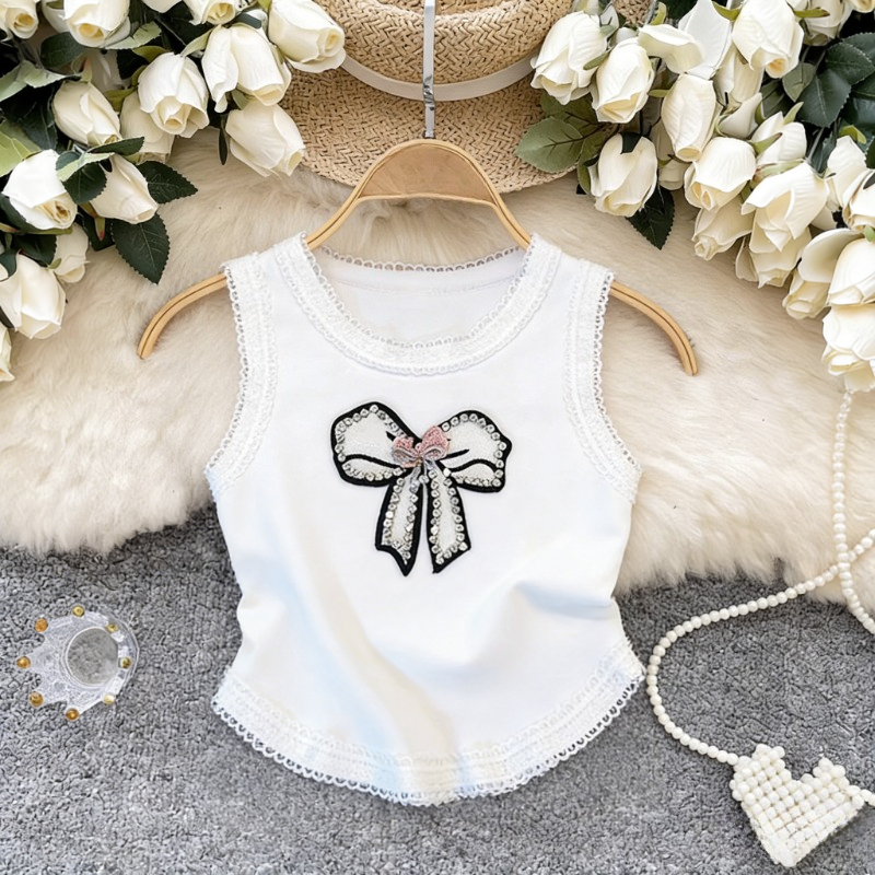 White Lace Trim Rhinestone Bow – обзор и цена Cami Top Lace